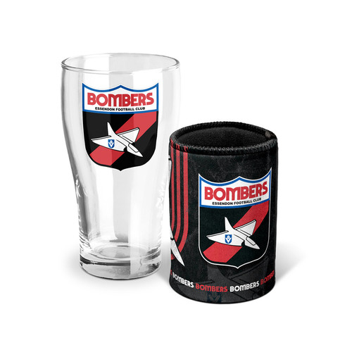 Essendon Bombers Pint Glass and Can Cooler Gift Pack