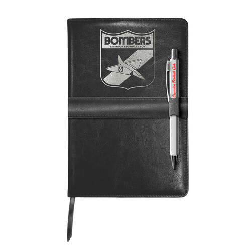 Essendon Bombers Retro Leather Notebook with Pen