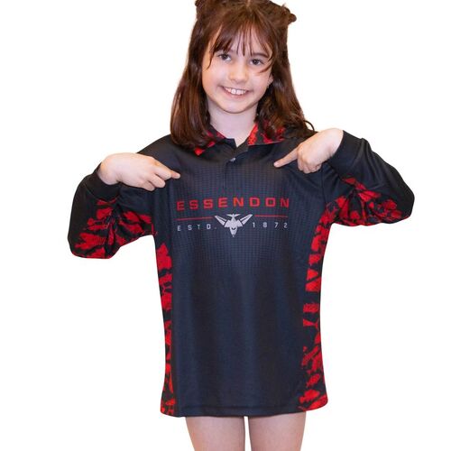 Essendon Bombers Youths Reef Runner Collared Fishing Shirt