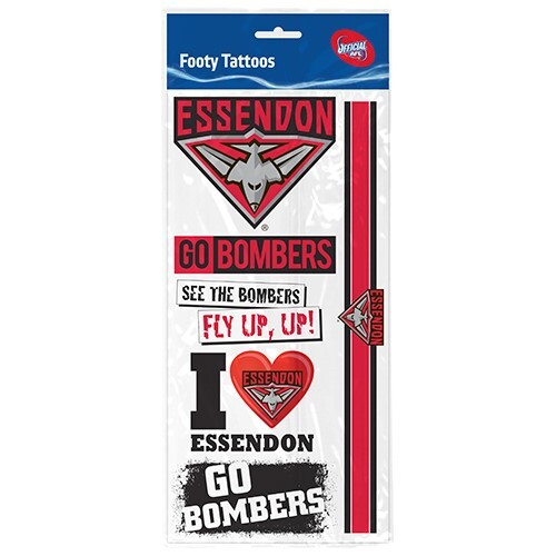 Essendon Bombers Footy Tattoo Sheet