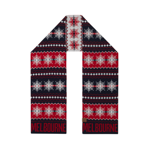 Melbourne Demons Snowflake Scarf - Premium Merino Wool