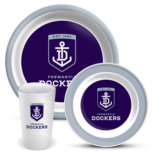 Fremantle Dockers 3 Piece Melamine Dinner Set