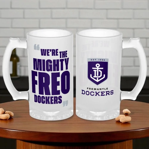 Fremantle Dockers Frosted Stein Glass