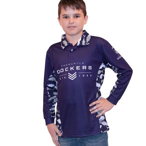 Fremantle Dockers Youths Reef Runner Collared Fishing Shirt
