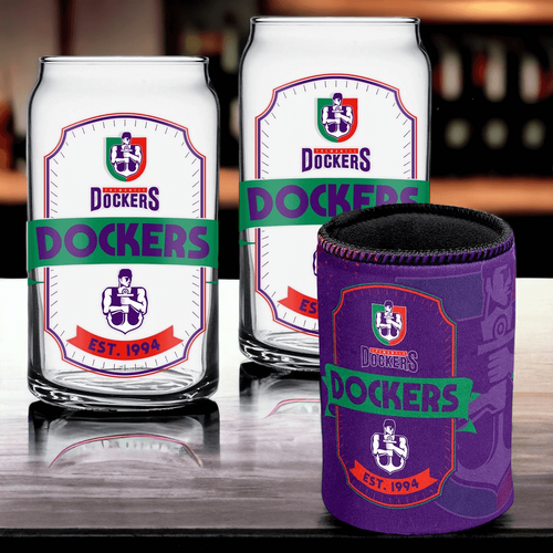 Fremantle Dockers Can Shaped Glasses with Can Cooler