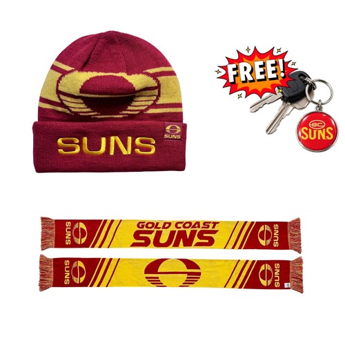 Gold Coast Suns Scarf and Beanie Bundle