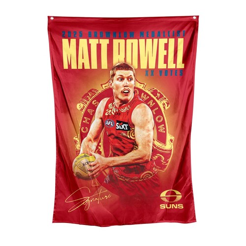 Gold Coast Suns Matt Rowell 2025 Brownlow Wall Flag