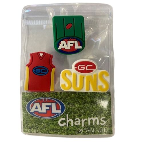 Gold Coast Suns Shoe Charms Pkt 3