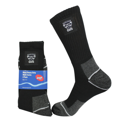 Geelong Cats Mens Work Socks Pack of 2