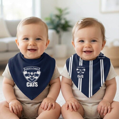 Geelong Cats Baby Game Day Dribble Bibs 2-Pack