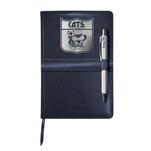 Geelong Cats Retro Leather Notebook with Pen