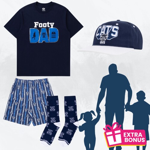 Geelong Cats Dad Shirt/Socks/Cap Pack