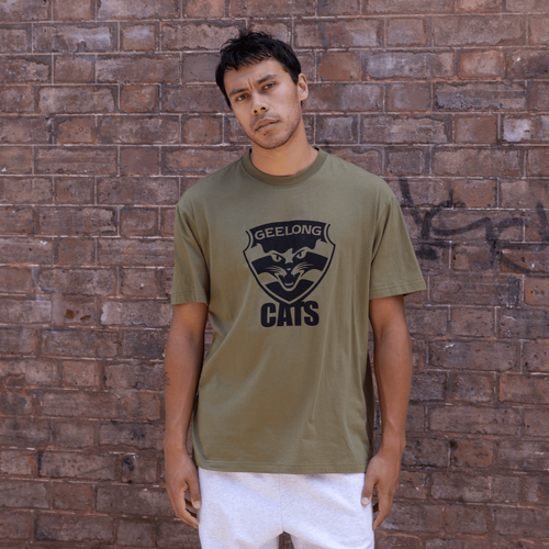 Geelong Cats Olive Logo Adults Tee