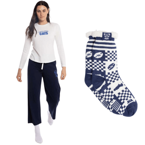 Geelong Cats Womens PJs & Bed Sock Set