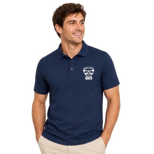 Geelong Cats Mens Basic Logo Polo 