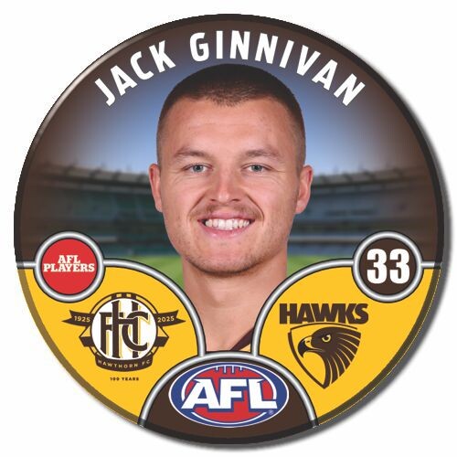 Hawthorn Hawks 2025 Player Pin Badge - GINNIVAN