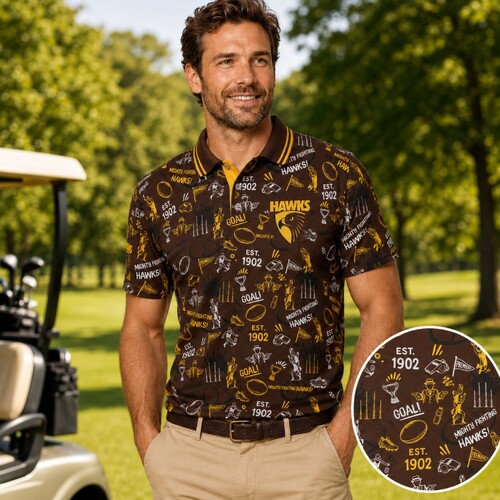 Hawthorn Hawks Mens Scrambler Golf Polo 