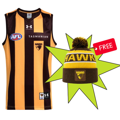 Hawthorn Hawks Under Armour Youths Home Guernsey + Free Beanie