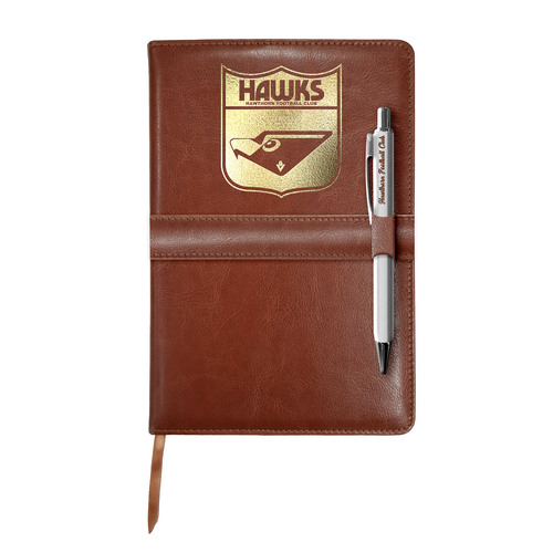 Hawthorn Hawks Retro Leather Notebook with Pen