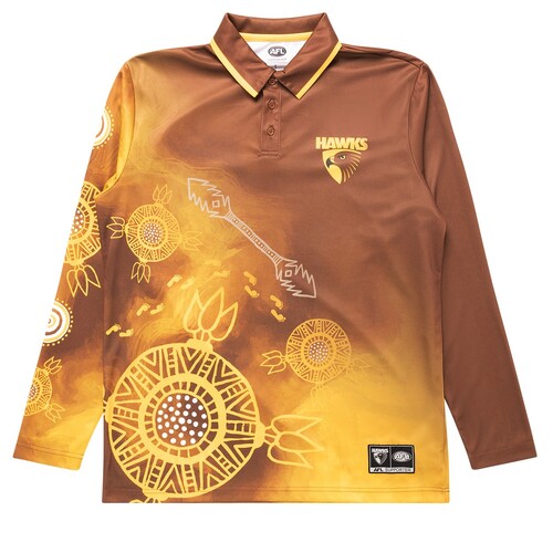 Hawthorn Hawks Indigenous Mens Long Sleeve Polo