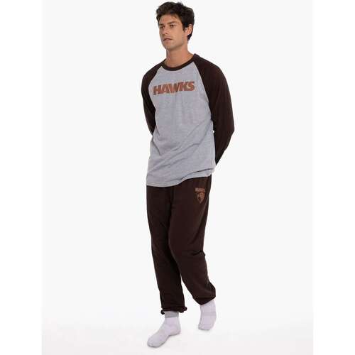 Hawthorn Hawks Mens Raglan Cuffed PJ Set