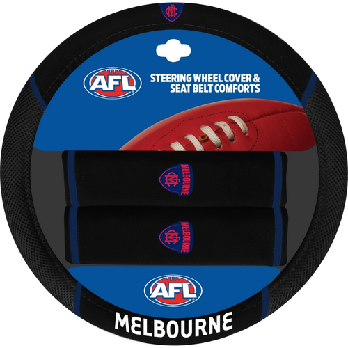 Melbourne Demons Steering Wheel Cover & Seat Belt Comforts Set