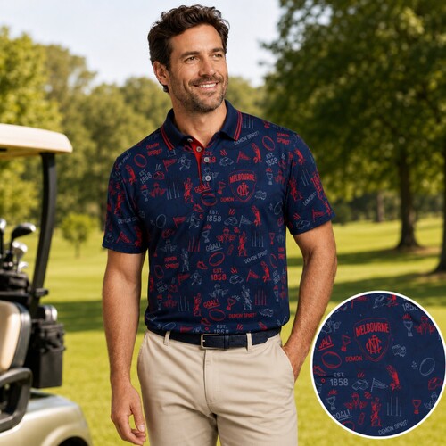 Melbourne Demons Mens Scrambler Golf Polo 