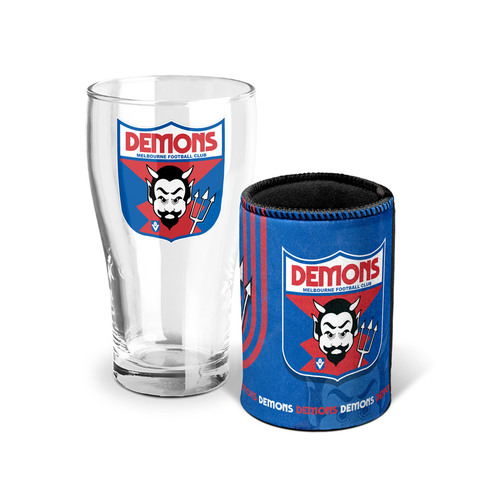 Melbourne Demons Pint Glass and Can Cooler Gift Pack