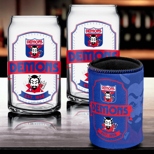 Melbourne Demons Can Shaped Glasses with Can Cooler