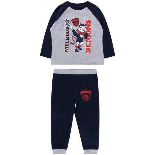 Melbourne Demons Kids Raglan Cuffed PJ Set