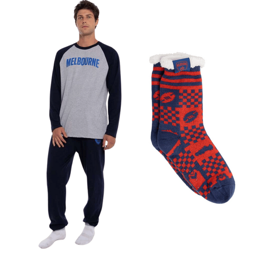 Melbourne Demons Mens PJs & Bed Sock Set