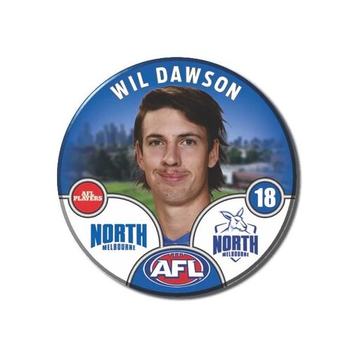 North Melbourne Kangaroos 2025 Player Pin Badge - DAWSON, W