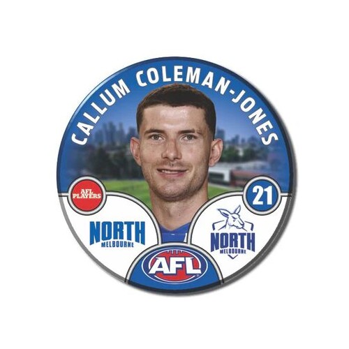 North Melbourne Kangaroos 2025 Player Pin Badge - COLEMAN-JONES