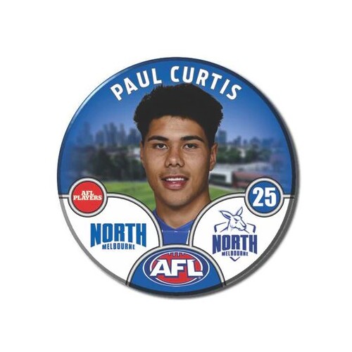 North Melbourne Kangaroos 2025 Player Pin Badge - CURTIS