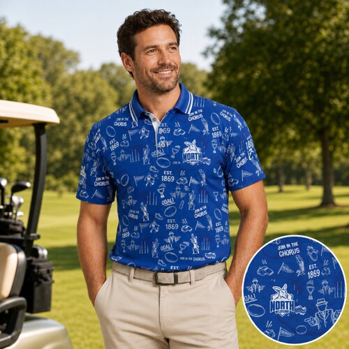 North Melbourne Kangaroos Mens Scrambler Golf Polo 