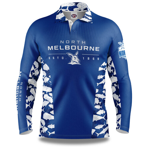 North Melbourne Kangaroos Adults Reef Runner Collared Fishing Shirt