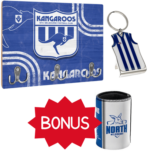 North Melbourne Kangaroos Key Rack & Key Ring Bundle