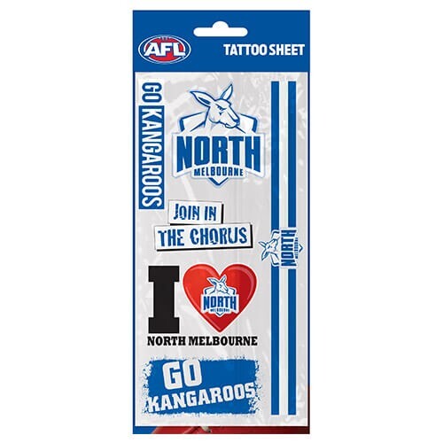 North Melbourne Kangaroos Footy Tattoo Sheet