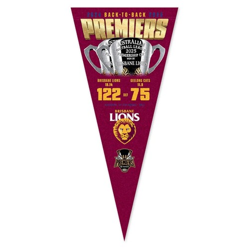Brisbane Lions 2025 Premiers Score Felt Pennant