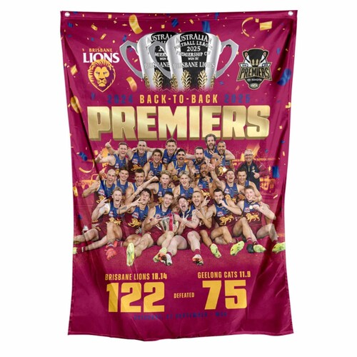Brisbane Lions 2025 Premiers Photo Wall Flag