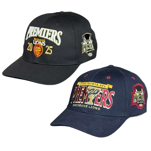 Brisbane Lions Premiers 2024 + 2025 Caps Bundle