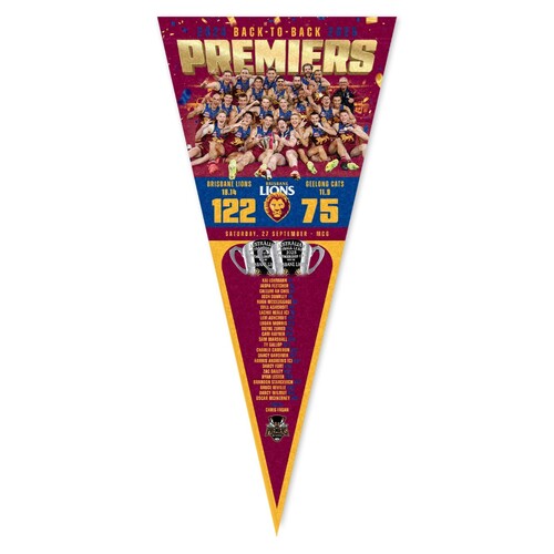 Brisbane Lions 2025 Premiers Team Photo Felt Pennant