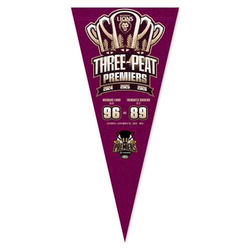 Brisbane Lions 2026 Premiers Score Felt Pennant