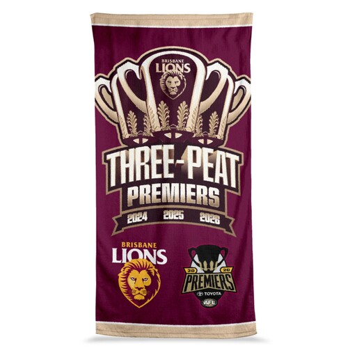 Brisbane Lions 2026 Premiers Logo Beach Towel