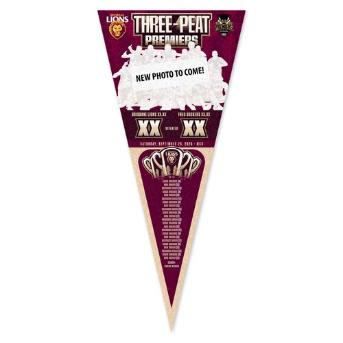 Brisbane Lions 2026 Premiers Team Photo Felt Pennant