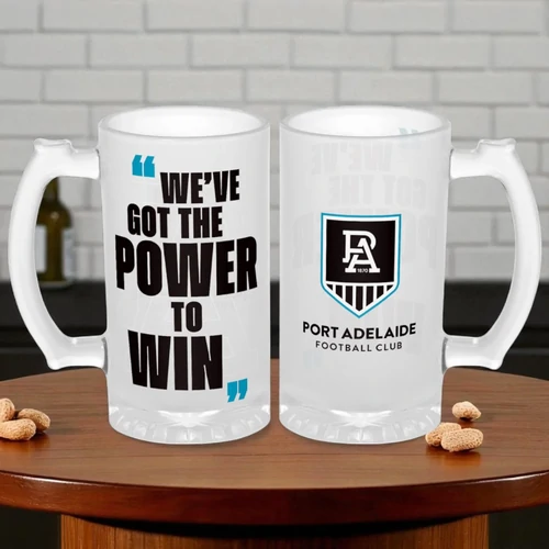 Port Adelaide Power Frosted Stein Glass