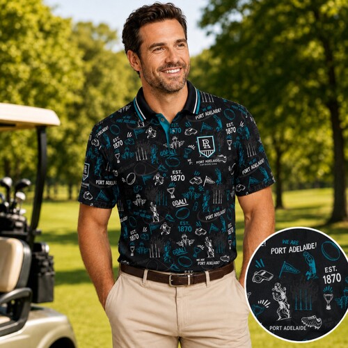 Port Adelaide Power Mens Scrambler Golf Polo 