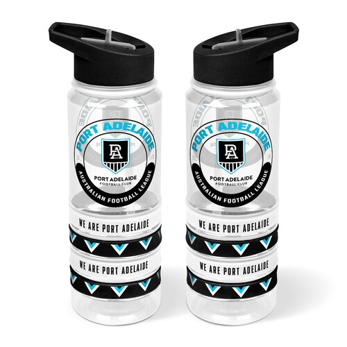 Port Adelaide Power Tritan Sports Bottle with Wrist Bands