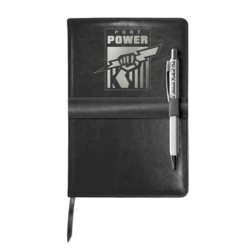 Port Adelaide Power Retro Leather Notebook with Pen
