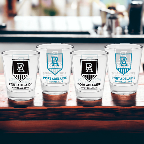 Port Adelaide Power Shot Glasses set of 4